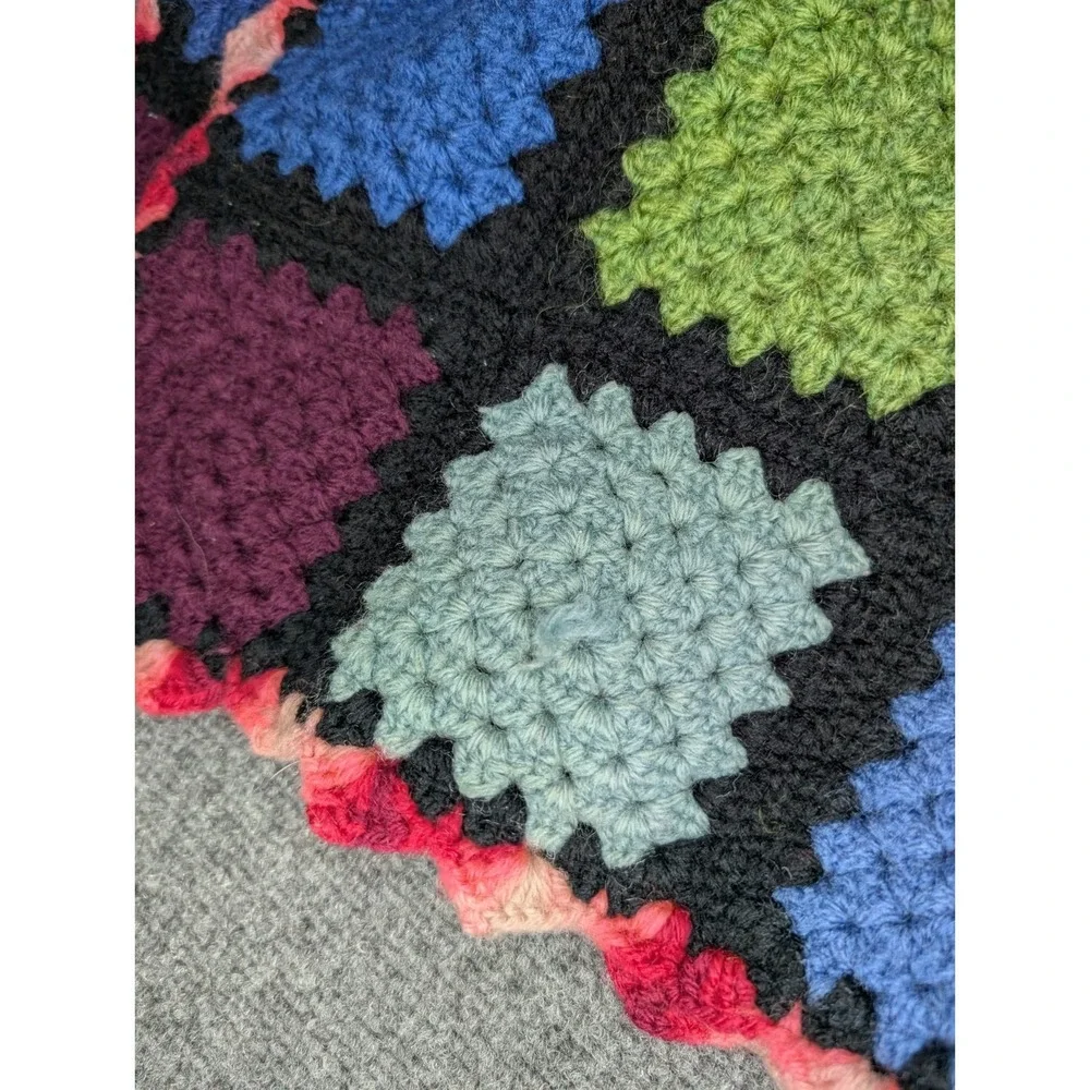 Handmade‎ Crochet Granny Square Bed/ Sofa Couch Runner 58x38 Multicolored READ